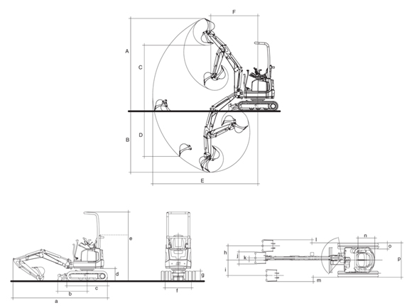 diagrama de trabajo de miniexcavadora 12vxe IHI kato